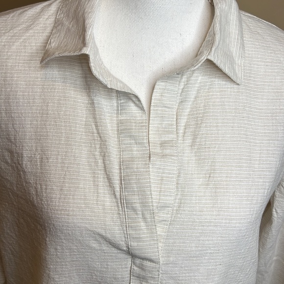 Vineyard Vines striped cream and white linen blend tunic women’s size Medium - Picture 5 of 11